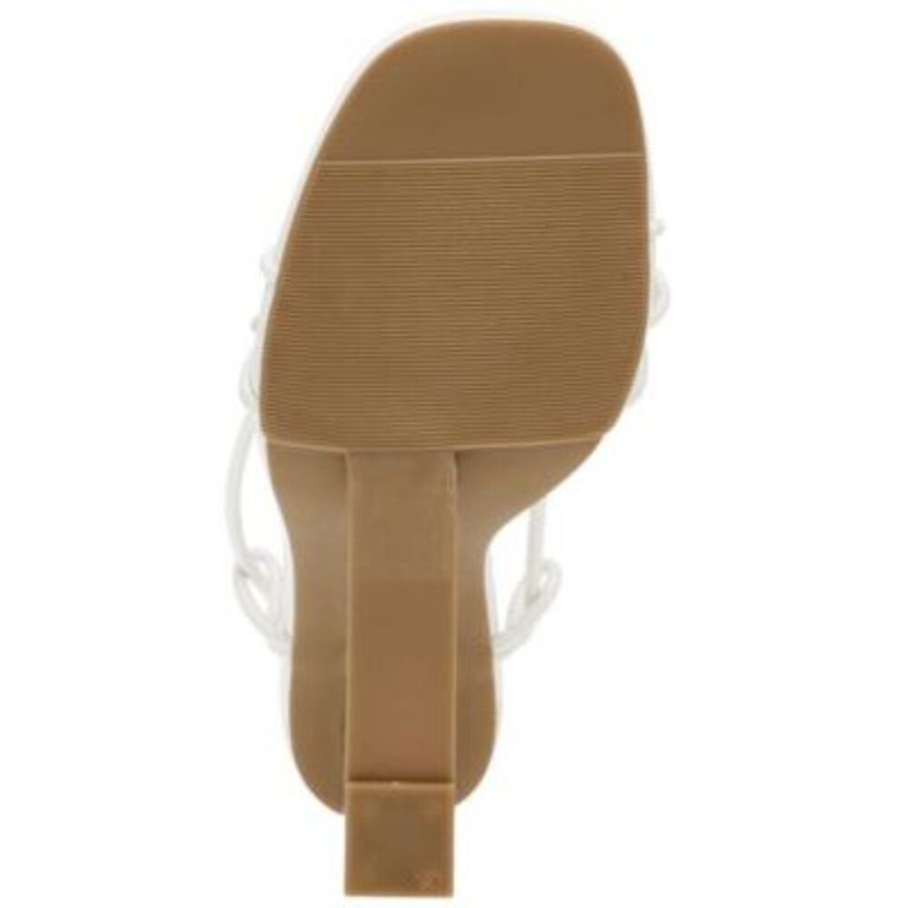 WILD PAIR Womens Nude White Santeago Square Toe Wedge Heeled Thong Sandals 7 M - Picture 4 of 4